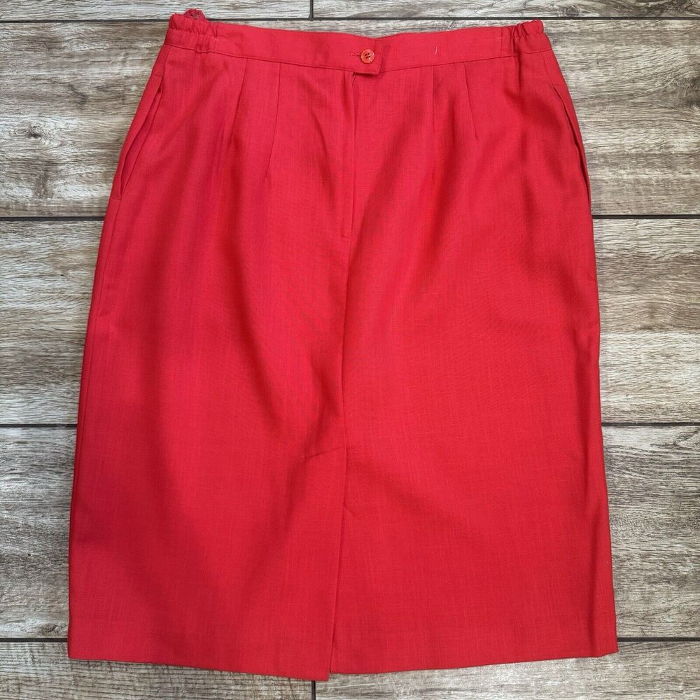 Vintage Red Embroidered Skirt Suit Sz 18 Lined - Picture 15 of 16